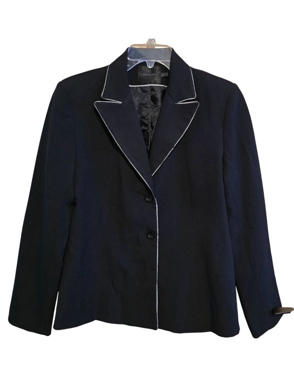 Black Blazer With Contrast Trim Classic look office wear Vintage elegant